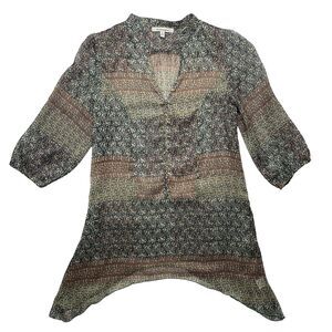 Quintessential Women's Sheer Flowy Blouse Long Sleeve Multicolor Size S Boho